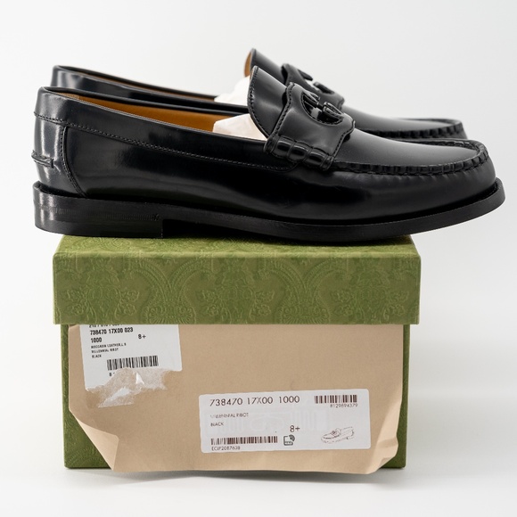 size 8.5G - Gucci Black Leather Loafers GG Interlocking main image 9